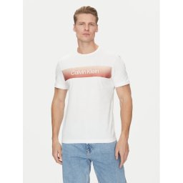 Calvin Klein Тишърт Linear Ombre K10K114163 Бял Regular Fit