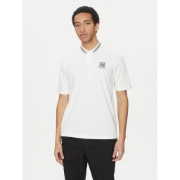 HUGO Тениска с яка и копчета Dodac_RB 50542748 Бял Regular Fit