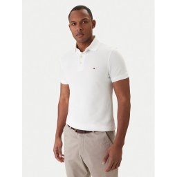 Tommy Hilfiger Тениска с яка и копчета 1985 MW0MW17771 Бял Slim Fit