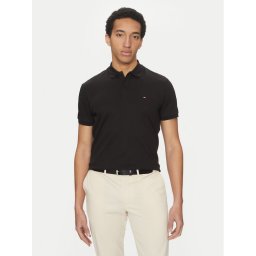 Tommy Hilfiger Тениска с яка и копчета Essential MW0MW35585 Черен Regular Fit