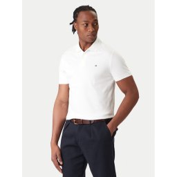 Tommy Hilfiger Тениска с яка и копчета Essential MW0MW35585 Бял Regular Fit