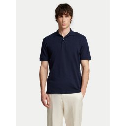 Selected Homme Тениска с яка и копчета Paul 16096767 Тъмносин Regular Fit