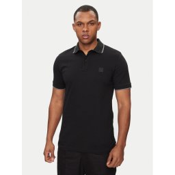 Boss Тениска с яка и копчета Passertip 50507699 Черен Slim Fit