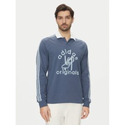 adidas Тениска с яка и копчета Rugby JD1090 Син Regular Fit