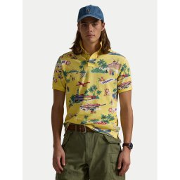 Polo Ralph Lauren Тениска с яка и копчета 710963485001 Жълт Custom Slim Fit