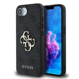 Гръб Guess за iPhone 17E, iPhone 16E, PU, 4G Metal Logo, Сив