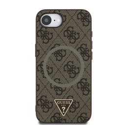 Гръб Guess за iPhone 17E, iPhone 16E, PU, 4G Strass, Triangle Metal Logo, Кафяв