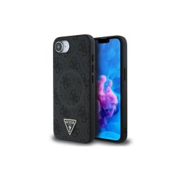 Гръб Guess за iPhone 17E, iPhone 16E, PU, 4G Strass, Triangle Metal Logo, Черен