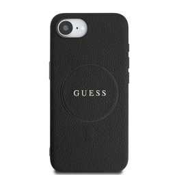 Гръб Guess за iPhone 17E, iPhone 16E, PU, Grained, 4G Metal Logo, Черен