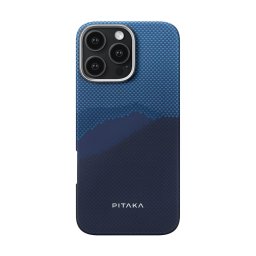 Гръб Pitaka за iPhone 16 Pro, StarPeak, Luminous Case, Over the horizon, Син