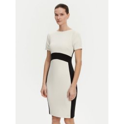 Calvin Klein Коктейлна рокля K20K208161 Екрю Slim Fit