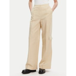 Calvin Klein Текстилни панталони K20K208168 Бежов Wide Leg