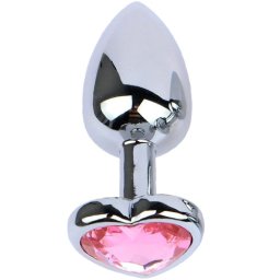 Метално дилдо Butt Plug "SILVER HEART PINK" 7 см. Размер-S