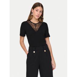 JDY Тишърт Roxy 15341671 Черен Slim Fit