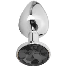 Метално дилдо Butt Plug "SILVER CRYSTAL BLACK" 9 см. Размер-L