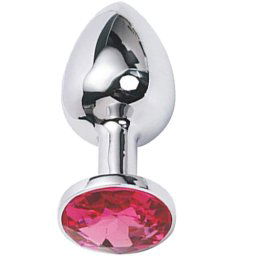 Метално дилдо Butt Plug "SILVER CRYSTAL PINK" 9 см. Размер-L