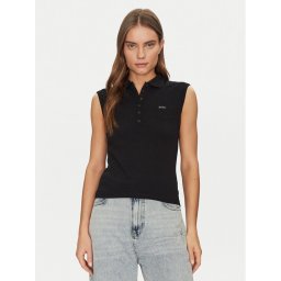 Guess Jeans Тениска с яка и копчета W5GP24 KCYR1 Черен Regular Fit