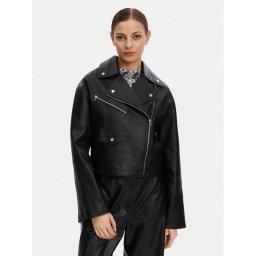 HUGO Кожено тип рокерско яке Laridas 50533803 Черен Regular Fit