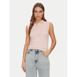 Guess Jeans Тениска с яка и копчета W5GP24 KCYR1 Бежов Regular Fit
