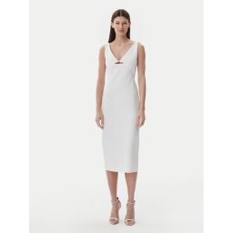 HUGO Коктейлна рокля 50537626 Бял Slim Fit