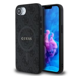 Гръб Guess за iPhone 17E, iPhone 16E, PU, Leather, 4G Colored Ring, MagSafe, Черен