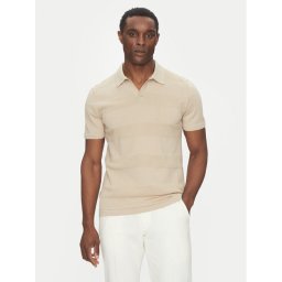 Hechter Paris Тениска с яка и копчета 65009 151808 Бежов Regular Fit