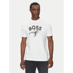 BOSS Тишърт Te_Bossfish 50539196 Бял Regular Fit