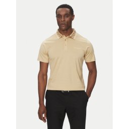 KARL LAGERFELD Тениска с яка и копчета 745001 552200 Бежов Slim Fit
