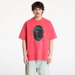 Тениска A BATHING APE Garment Dye Rhinestone Ape Head Relaxed Fit Tee UNISEX Red L
