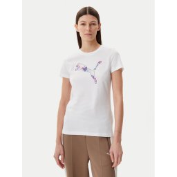 Puma Тишърт Floral Cat 685081 Бял Regular Fit