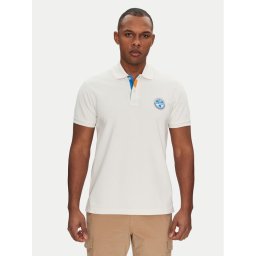 Napapijri Тениска с яка и копчета E-Clanis NP0A4ID3N1A1 Бял Regular Fit