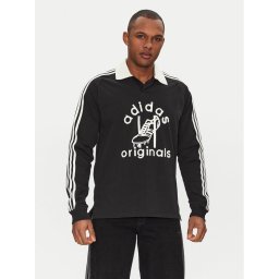 adidas Тениска с яка и копчета Rugby JD1091 Черен Regular Fit