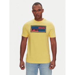 Puma Тишърт Graphics Box 684827 Жълт Regular Fit