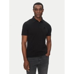 KARL LAGERFELD Тениска с яка и копчета 745750 500221 Черен Regular Fit