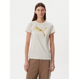 Puma Тишърт Essentials Metallic 684995 Бежов Regular Fit