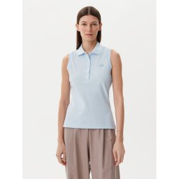 Lacoste Тениска с яка и копчета PF5445 Светлосиньо Slim Fit