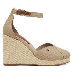 Обувки Tommy Hilfiger Flag High Wedge Espad Closed Toe FW0FW08494 Бежов