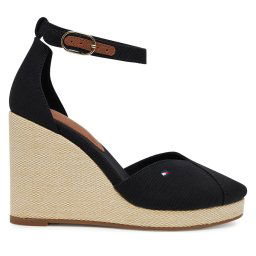 Обувки Tommy Hilfiger Flag High Wedge Espad Closed Toe FW0FW08494 Черен