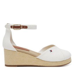 Обувки Tommy Hilfiger Flag Closed Toe Mid Wedge Espad FW0FW08657 Бял