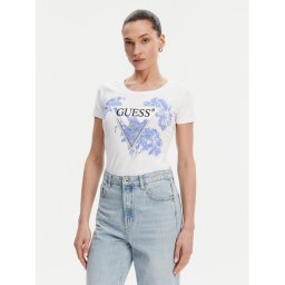 Guess Тишърт W5GI08 J1314 Бял Slim Fit