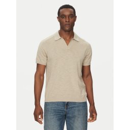 Calvin Klein Тениска с яка и копчета K10K114087 Бежов Regular Fit