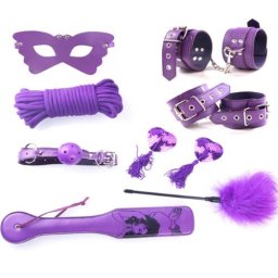 BDSM Комплект за ролеви игри "PLEASE ME PURPLE" 8 части