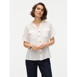 Vero Moda Риза Bumpy 10310139 Бял Regular Fit
