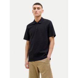 Jack & Jones Тениска с яка и копчета Benja 12269338 Черен Regular Fit