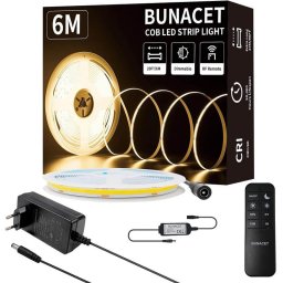 COB LED Лента Бяла Димируема с RF Дистанционно Комплект 6м/12м/24м