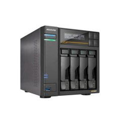 Мрежов сторидж Asustor Lockerstor 4 Gen3 AS6804T 4 Bay NAS, AMD Ryzen Embedded Quad-Core 2.3GHz (burst up to 3.8GHz), Dual USB 4 Ports, Dual 10GbE Ports, Dual 5GbE Ports, 16G ECC RAM DDR5 (Max. 64GB) 4x M.2 SSD Slots (Diskless), 2 x Type C, Black