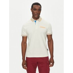 Napapijri Тениска с яка и копчета E-Zeri NP0A4ID4 Екрю Regular Fit