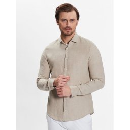 Calvin Klein Риза Linen Solid Slim Shirt K10K109286 Бежов Slim Fit