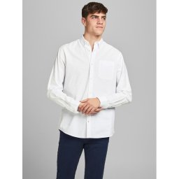 Jack & Jones Риза 12182486 Бял Slim Fit