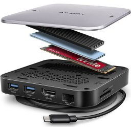 AXAGON HMC-UFO - Multiport USB-C 10Gbps hub with NVMe/SATA M.2, HDMI, PD and 2x USB-A